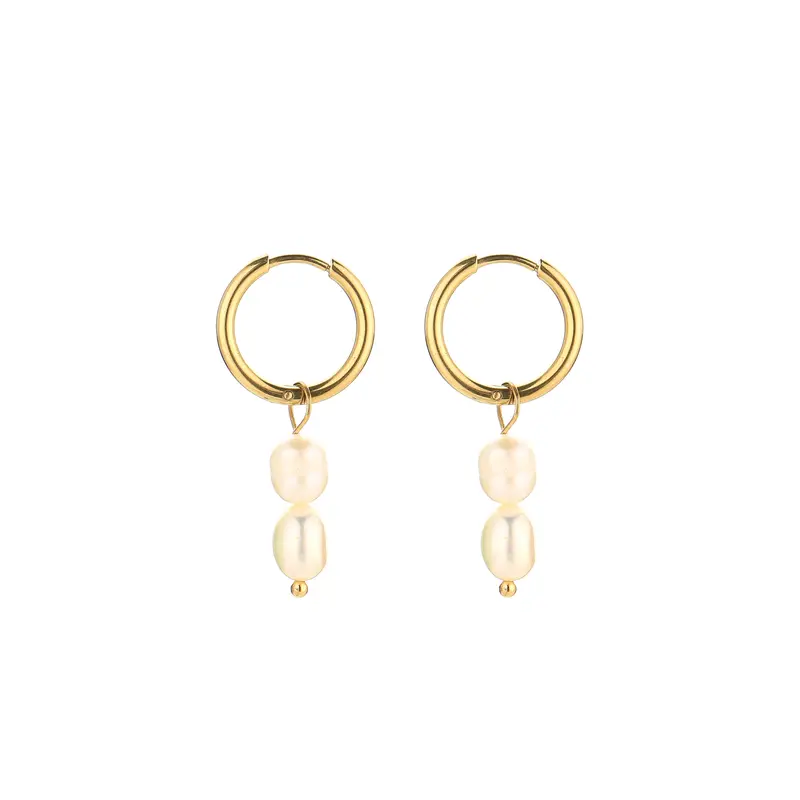 Michelle Bijoux Oorhangers Twee Zoetwater Parels