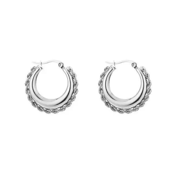 Michelle Bijoux Oorring Bali Hoop Gedraaid Ketting