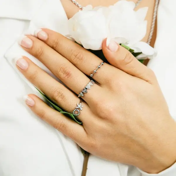 Michelle Bijoux Ring hartjes stenen one size