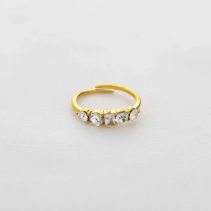 Michelle Bijoux Ring (Sieraad) 5 Stenen Op Rij (One Size)