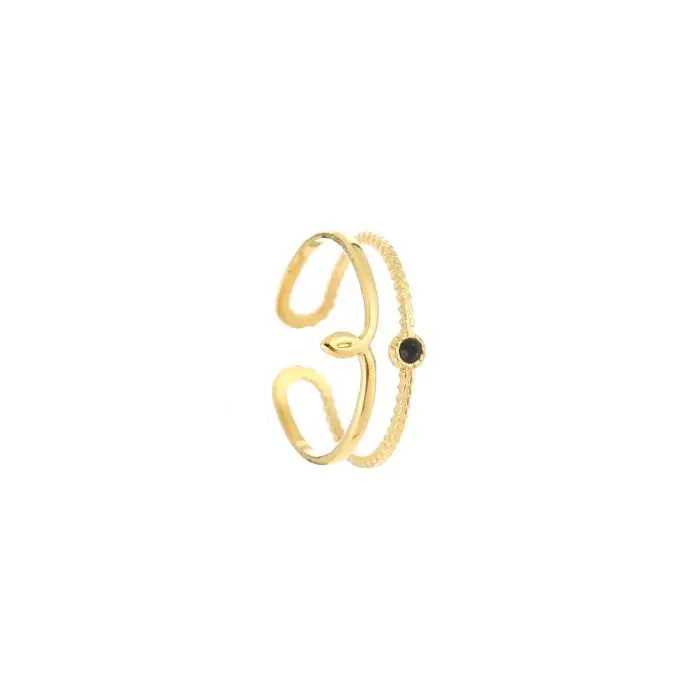 Michelle Bijoux Ring (Sieraad) Dubbel Met Steen (One Size)