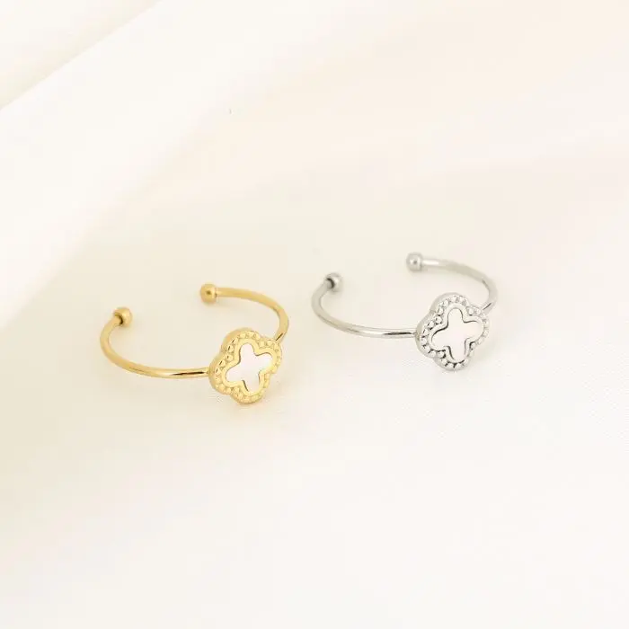 Michelle Bijoux Ring (Sieraad) Ring Klaver Witte Schelp (One Size)