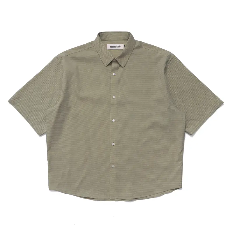 Micro Grid Oversized Button Up Shirt