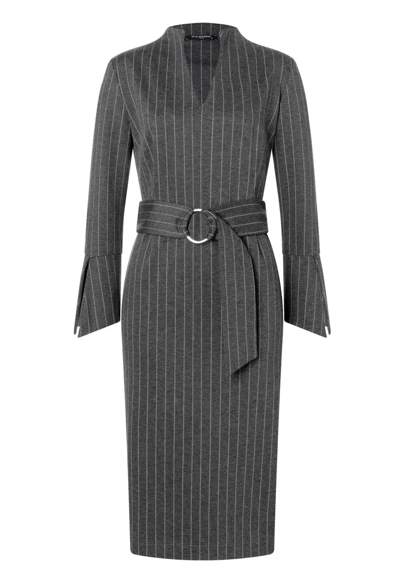 Mididress Krijtstreep ceintuur