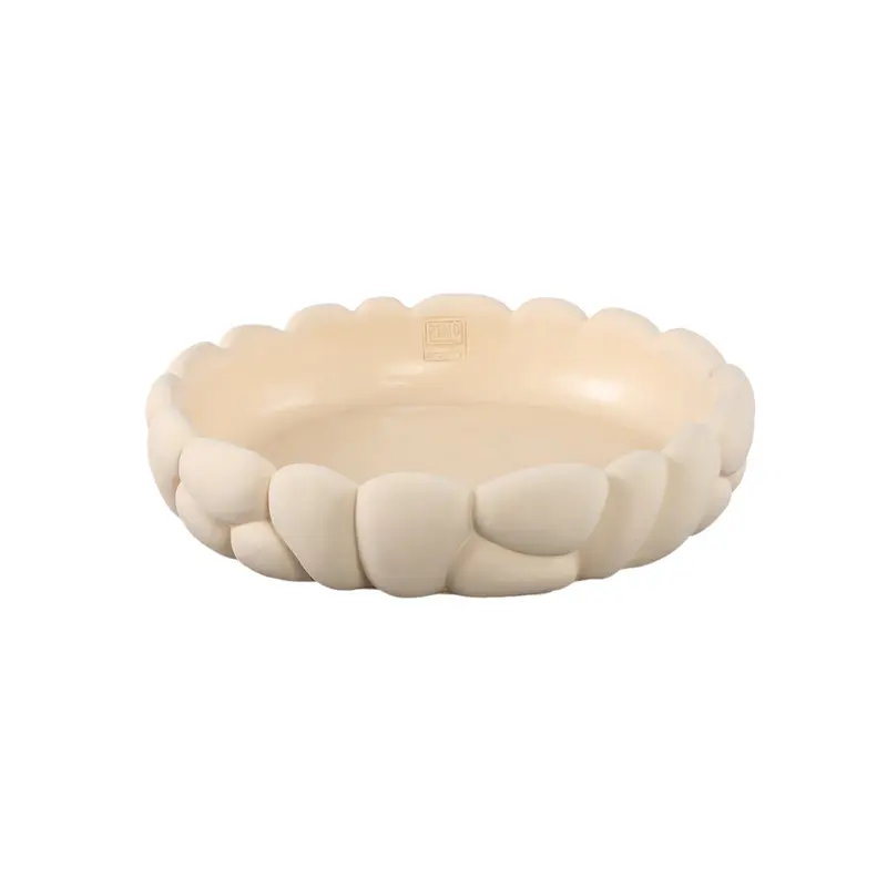 Mikay White Cement Round Smooth Rock Bowl M PTMD