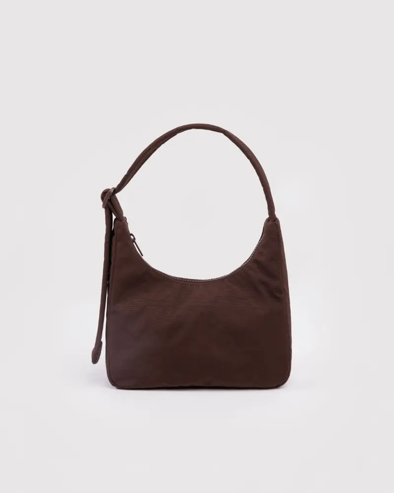 Mini Nylon Shoulder Bag - Coffee