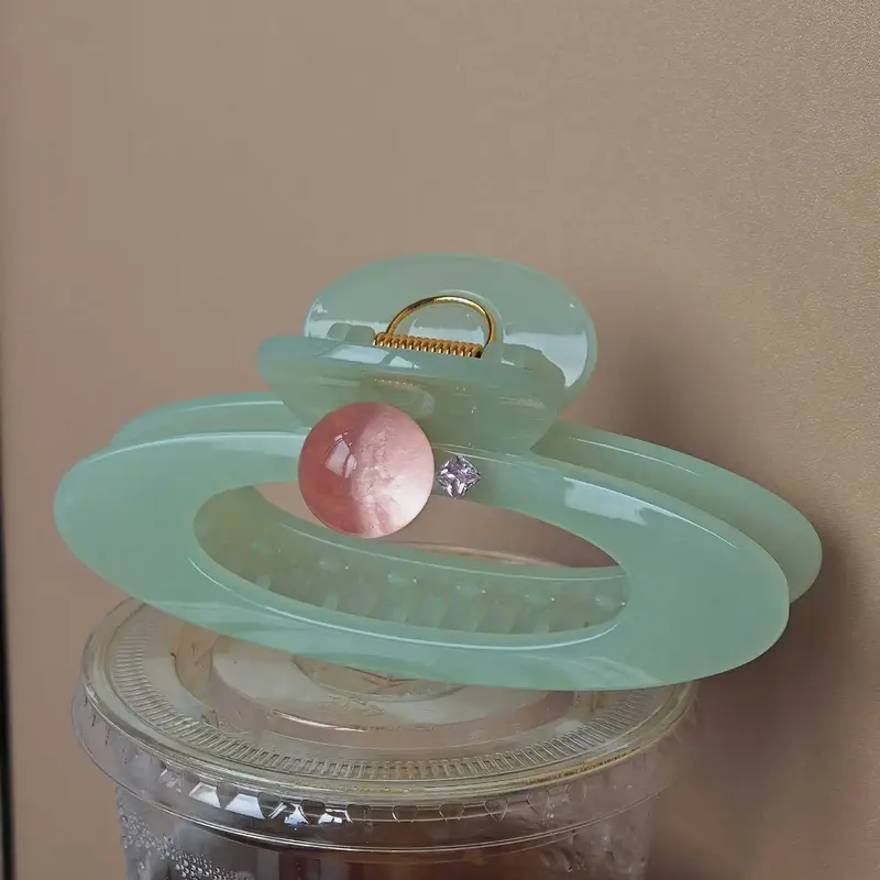 Mint Bead Acrylic Glossy Hair Claw Clip