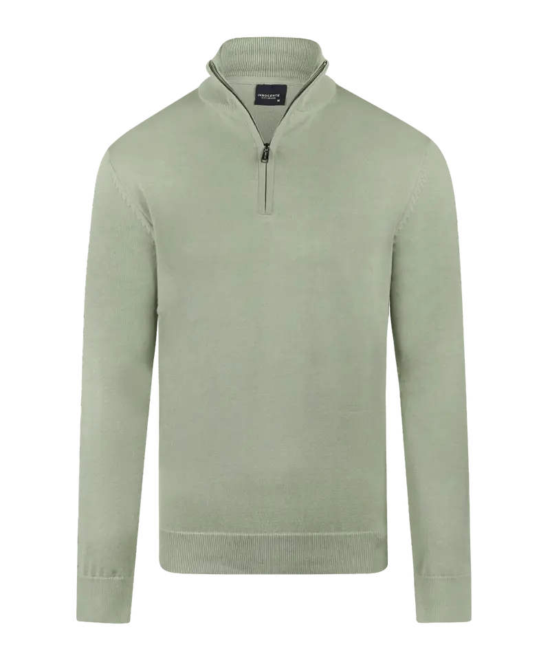 Mint half-zip met geribde boorden