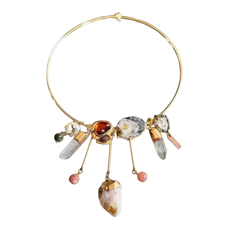 Mippies – Handgemaakte spangketting met agaat en halfedelstenen, hand-made in Nederland