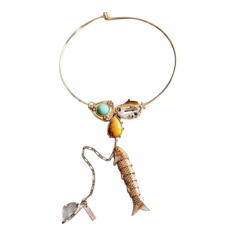Mippies – Handgemaakte spangketting met beweegbare vis en agaat, hand-made in Nederland