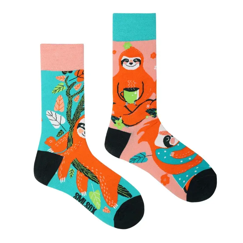 Mismatched Cozy Sloth Crew Socks