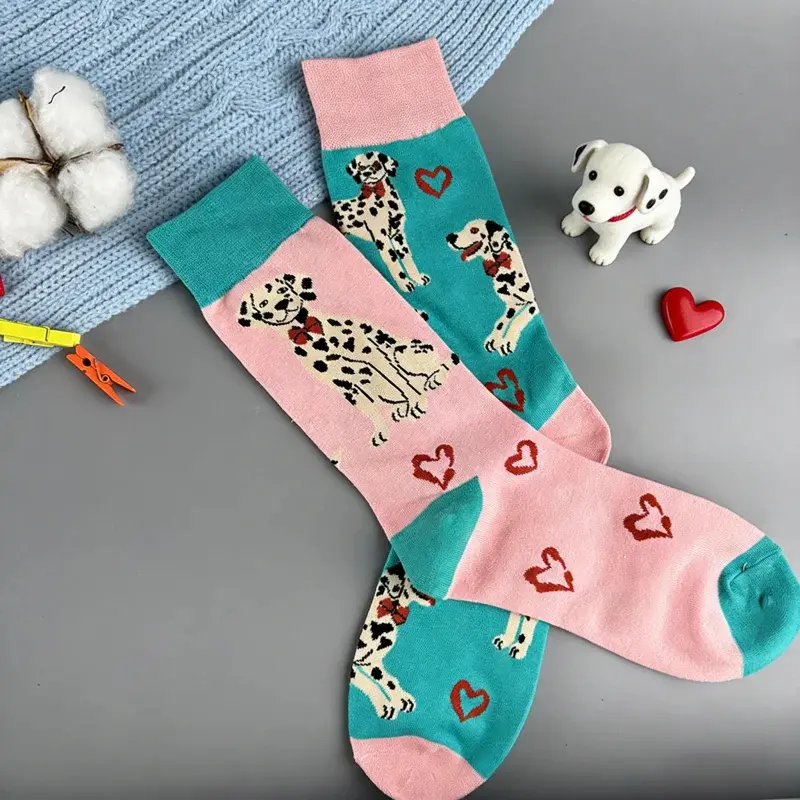 Mismatched Dalmatian Crew Socks