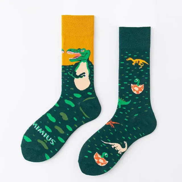 Mismatched Dinosaur Crew Socks