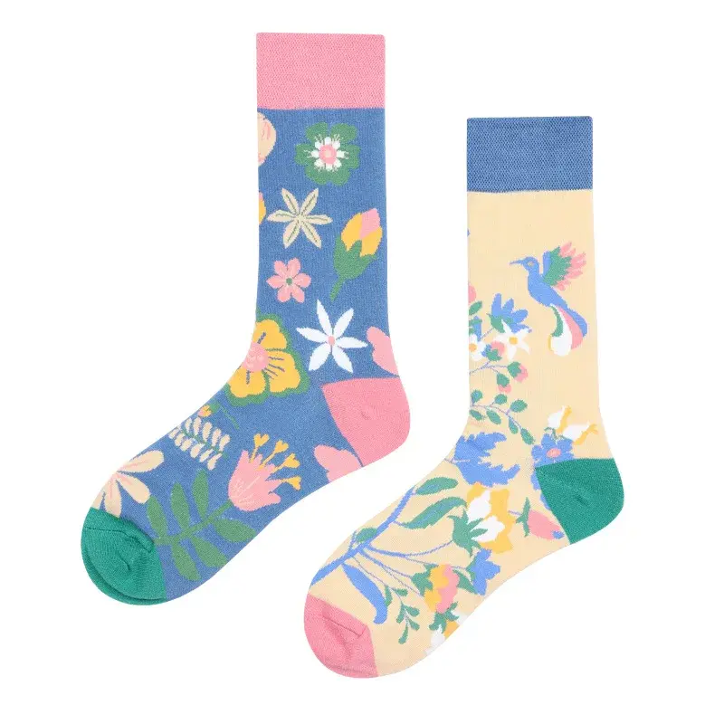 Mismatched Floral Crew Socks