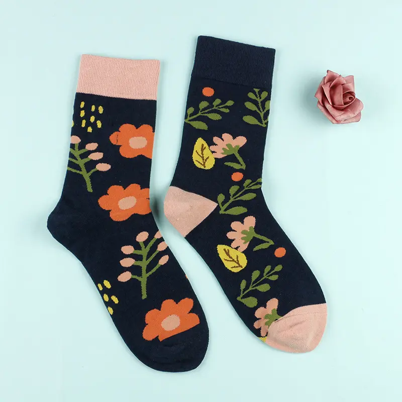 Mismatched Floral Crew Socks