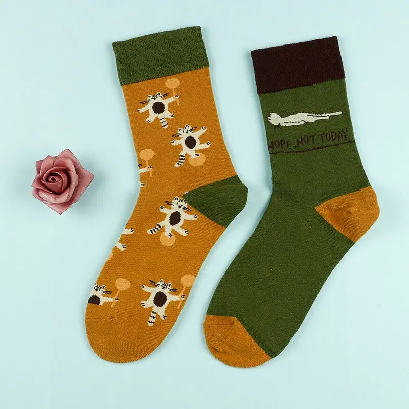 Mismatched Kitty Cat Crew Socks