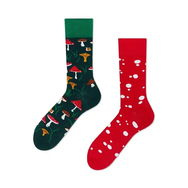 Mismatched Mushroom Crew Socks