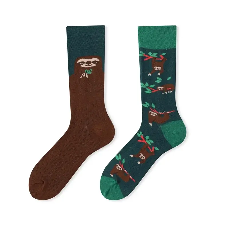 Mismatched Sloth Crew Socks