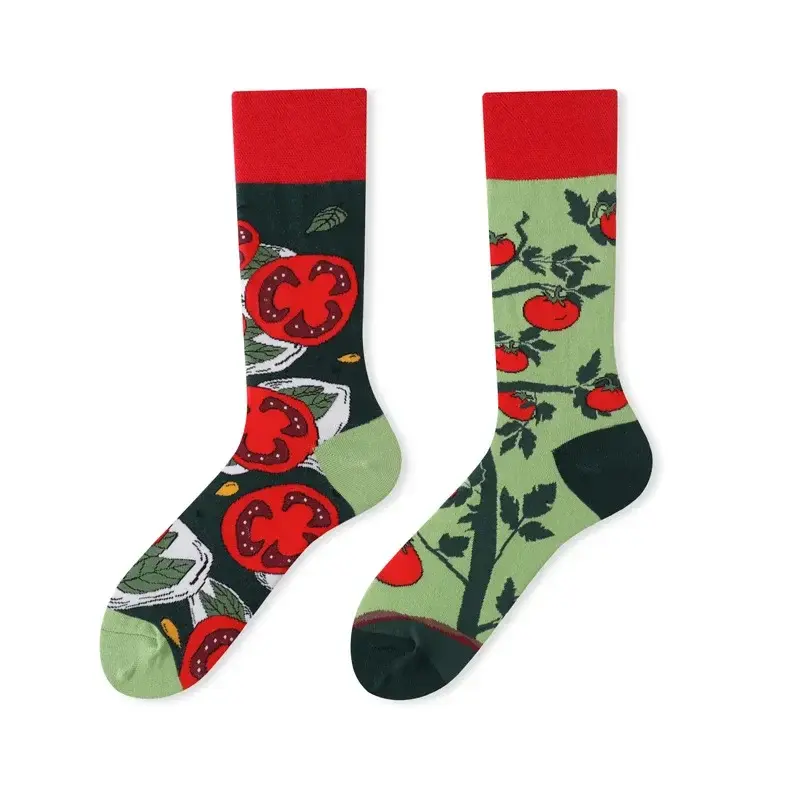 Mismatched Tomato Crew Socks