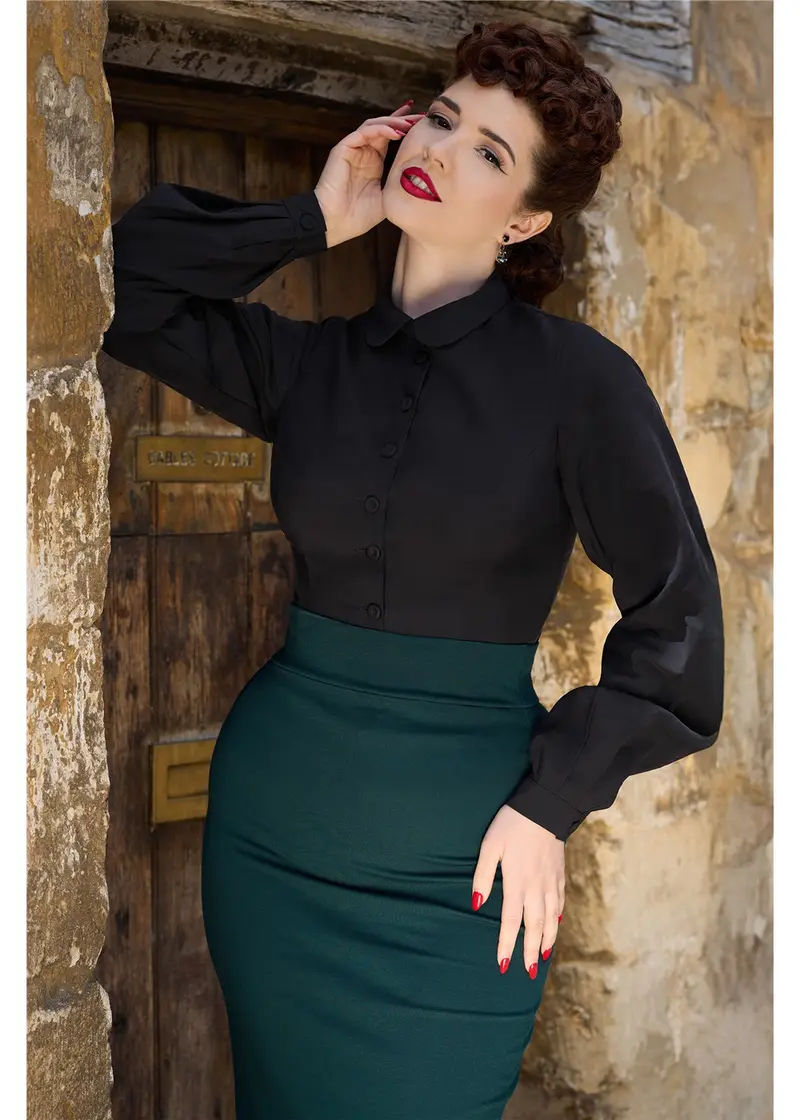 Miss Candyfloss Mathilde 40s Blouse Black