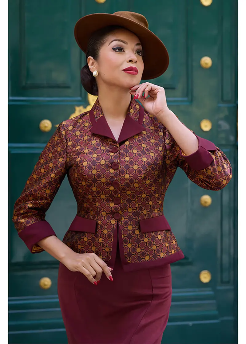 Miss Candyfloss Pyper Aurum Blazer Jacket Wine Gold