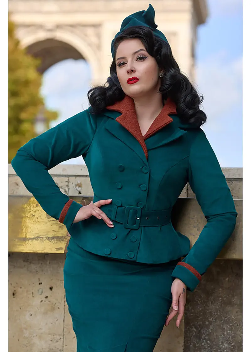 Miss Candyfloss Solene 40's Blazer Jacket Petrol