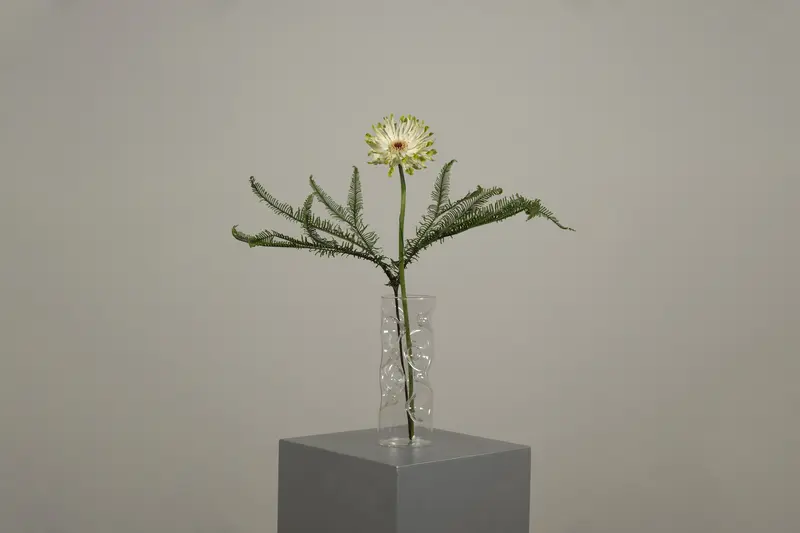 Modern Glass Relief Cylinder Vase