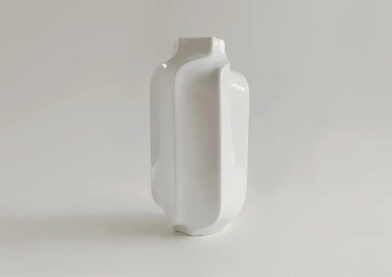 Modernist Rare Tall White Hexagon Porcelain Vase- Heinrich 60s