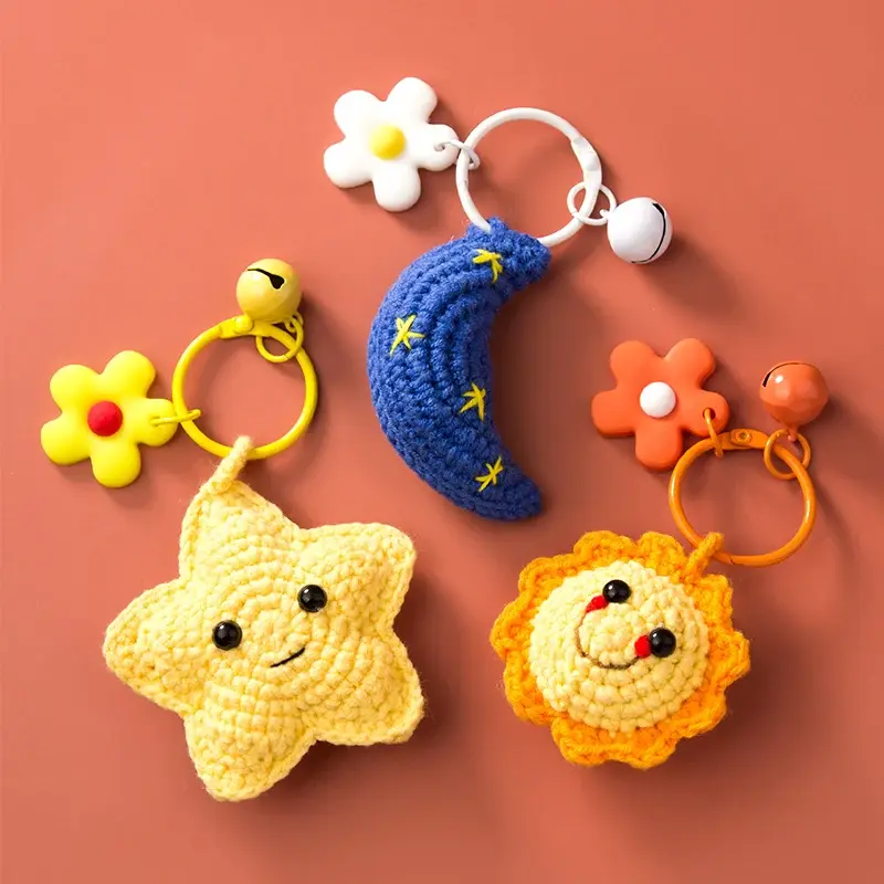 Moon, Sun and Star Character Crochet Keychain (3 Designs)