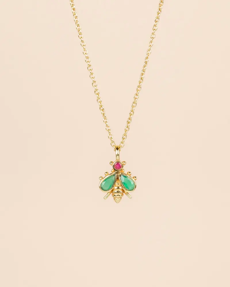 Muja Juma Collier Bumblebee green agate drop