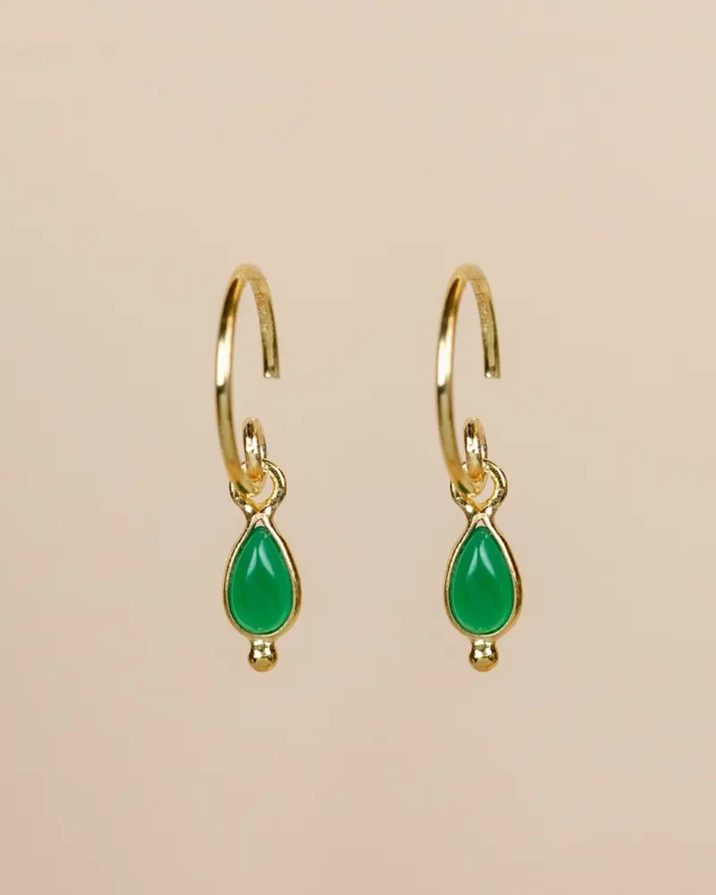 Muja Juma Oorhangers Baeus green agate drop