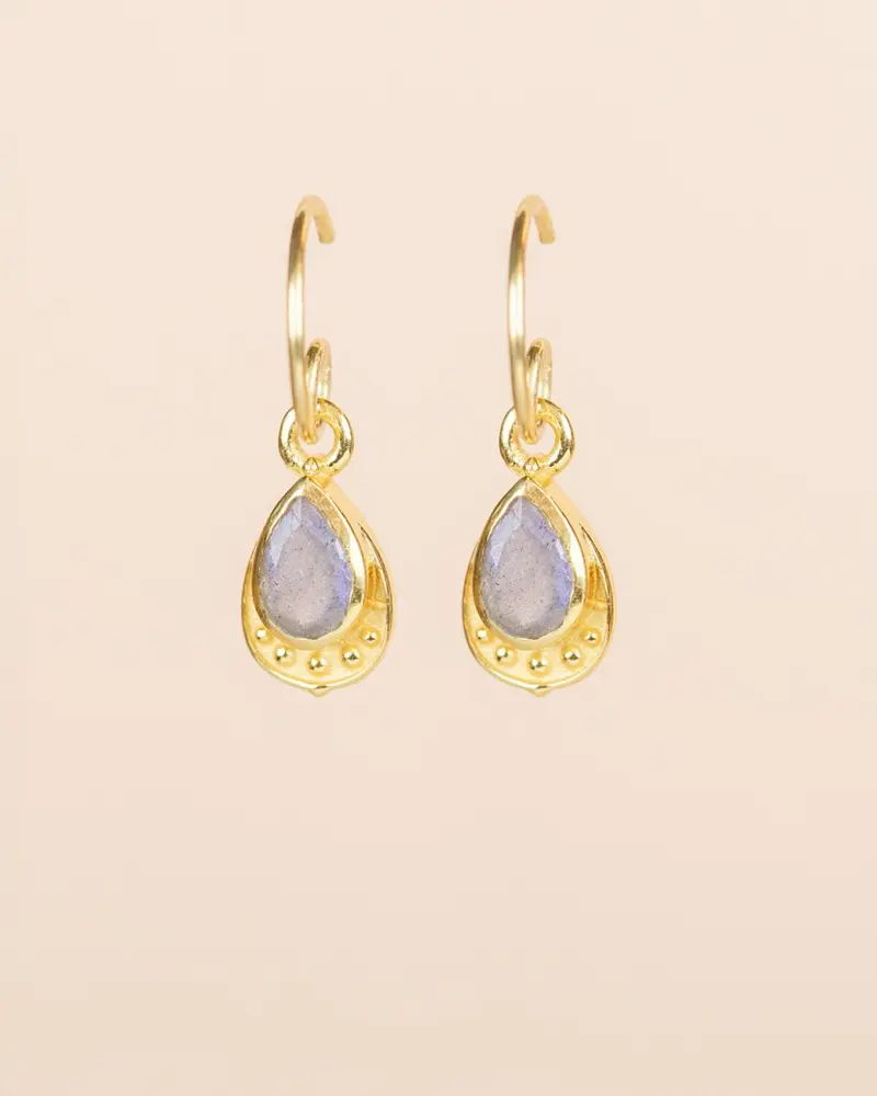 Muja Juma Oorhangers Damselfly labradorite drop