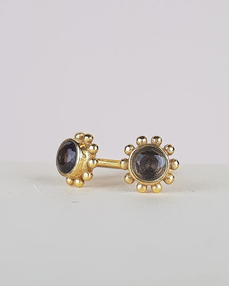 Muja Juma Oorknoppen Firefly smokey quartz round