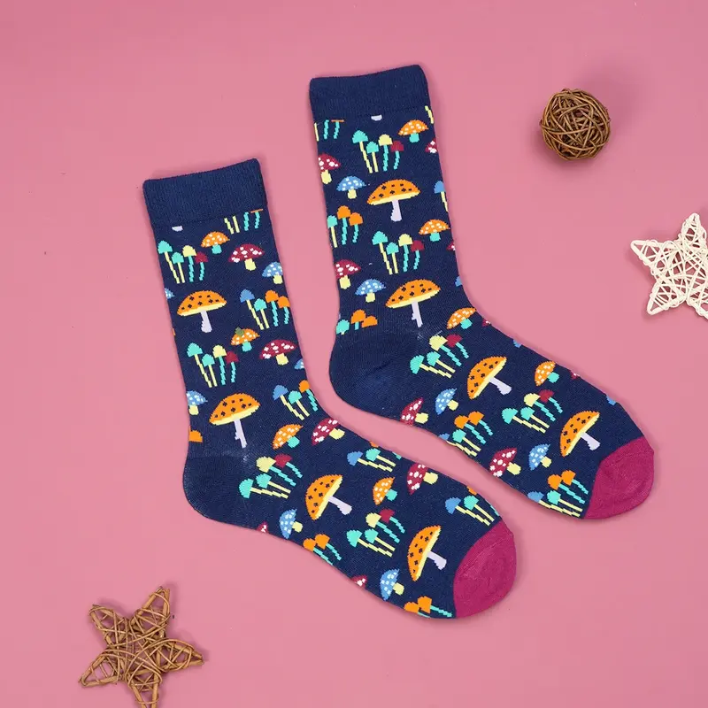 Mushroom Pattern Crew Socks