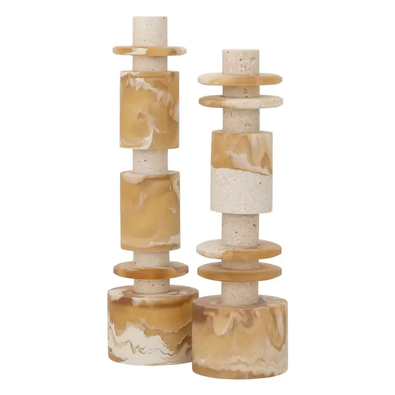 MUST Living Decoratief Beeld Alba Crème Bruin Set van 2