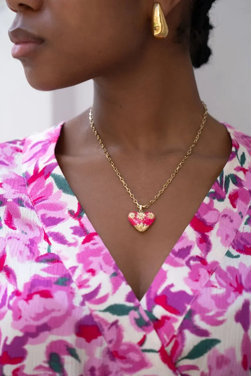 My Jewellery Art schakelketting met roze vintage hart