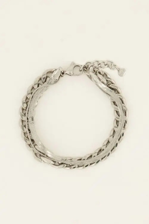 My Jewellery Driedubbele armband met grove & subtiele schakels