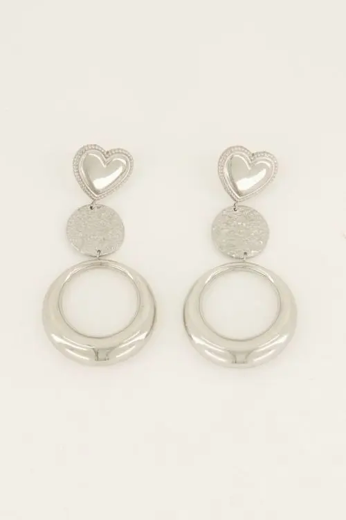 My Jewellery Dubbele ronde statement oorbellen met hart