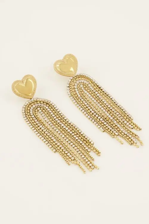 My Jewellery Hart oorhangers met kwastjes van strass