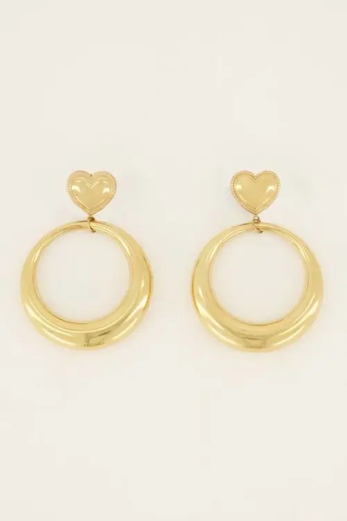 My Jewellery Ronde statement oorbellen met hart