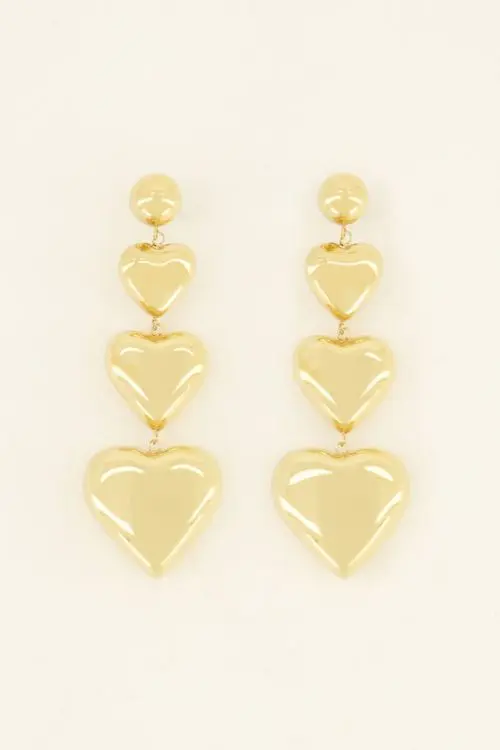 My Jewellery Statement oorbellen met drie hartjes