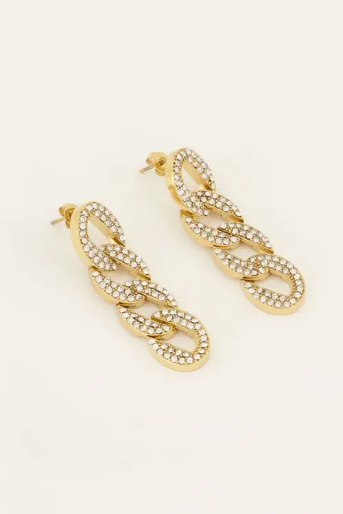 My Jewellery Statement oorhangers met platte schakels & strass