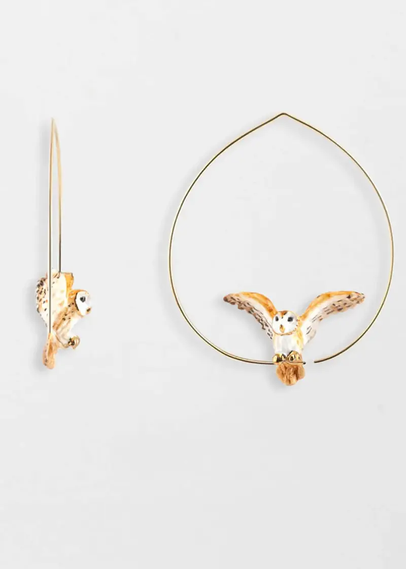 Nach Flying Owl Hoop Earrings