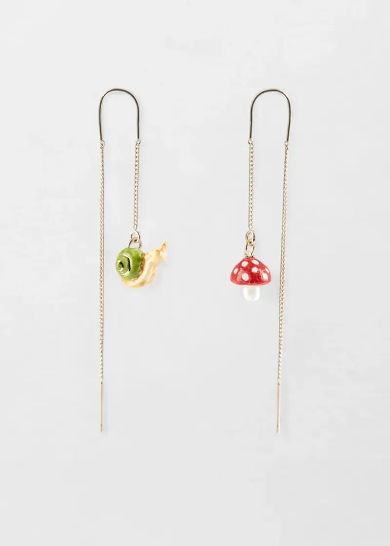 Nach Mushroom & Snail Long Earrings