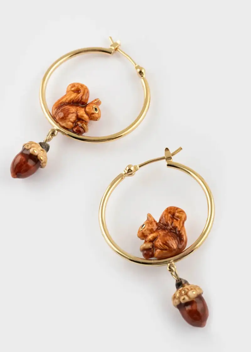 Nach Squirrel & Acorn Hoop Earrings