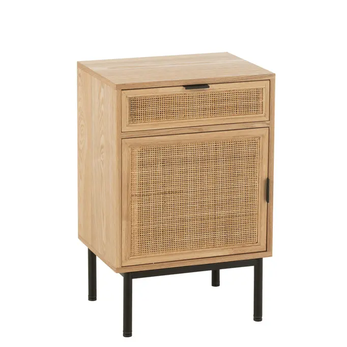 Nachtkast Vierkant Mdf/Metaal Naturel/Zwart J-Line