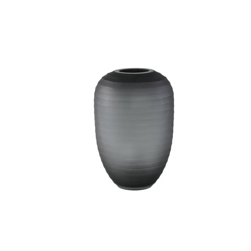 Nadah Grey Round Ribbed Glass Vase High S PTMD