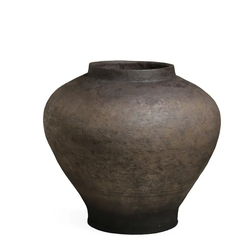 Nakela Pot Vezelcement Donkerbruin Vintage Kruik PTMD