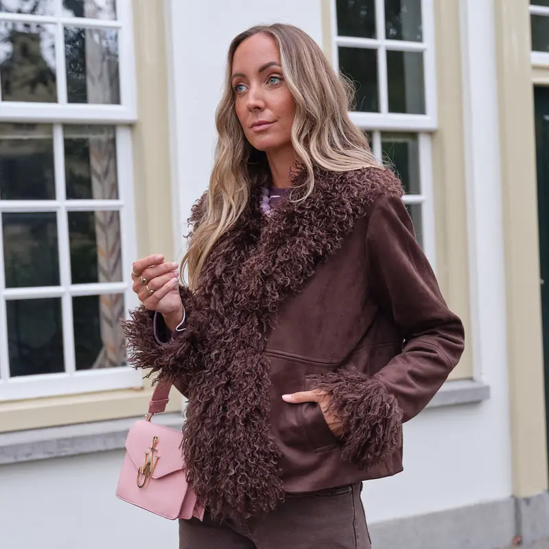 Nanna brushed short jacket hot fudge