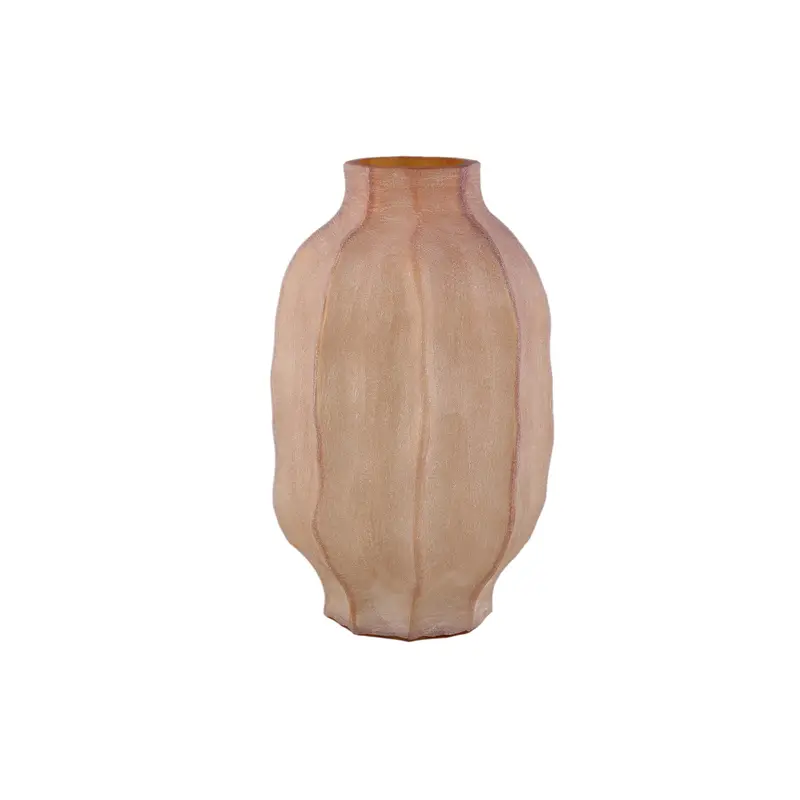 Natae Amber Round Glass Ribbed Vase High PTMD